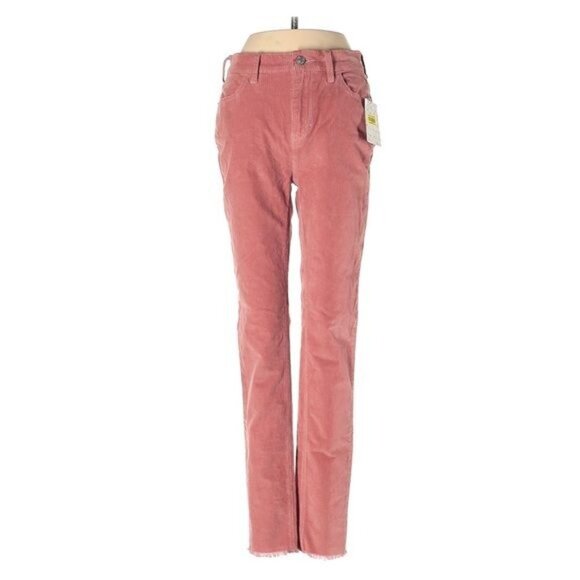 Free People High Rise Skinny Cords Size 25 Frayed Hem Pink Modern Mauve New - Picture 2 of 7